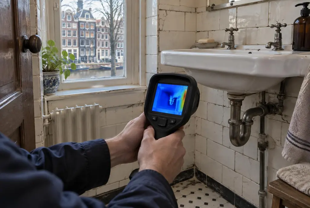 Lekdetectie Doornspijk – badkamer met oude leidingen achter de tegels