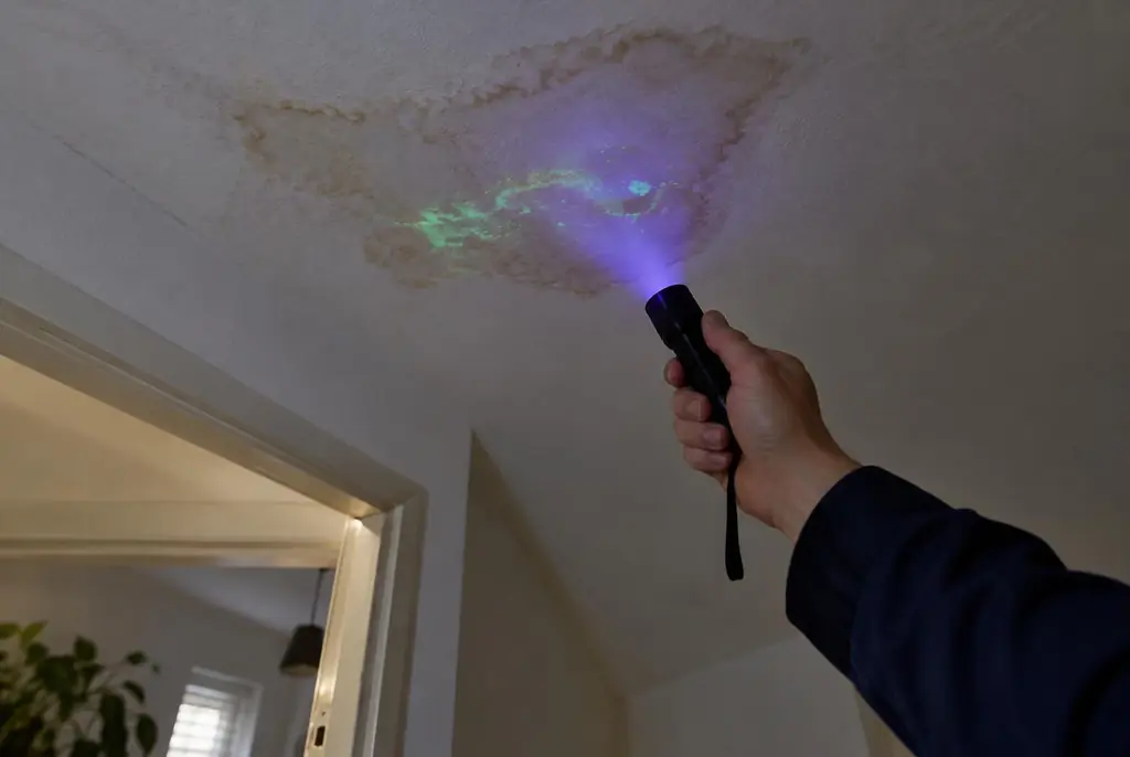 Lekdetectie Doornspijk – kleurstof controleren op het plafond met uv-licht