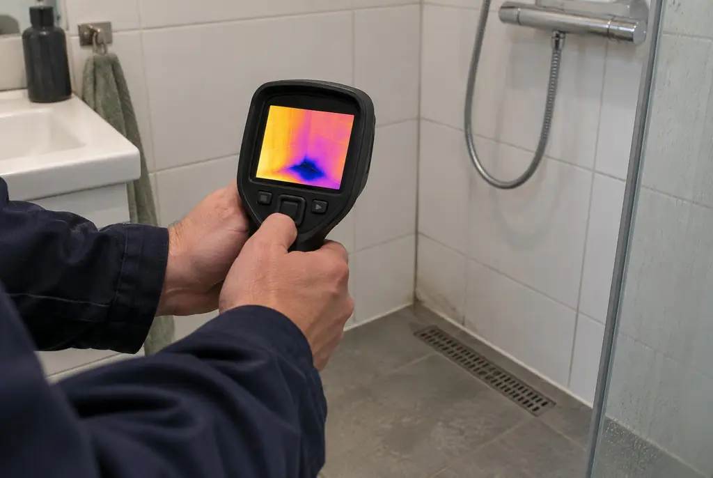 Lekdetectie Doornspijk – lekdetectiespecialist met warmtebeeldcamera in een badkamer